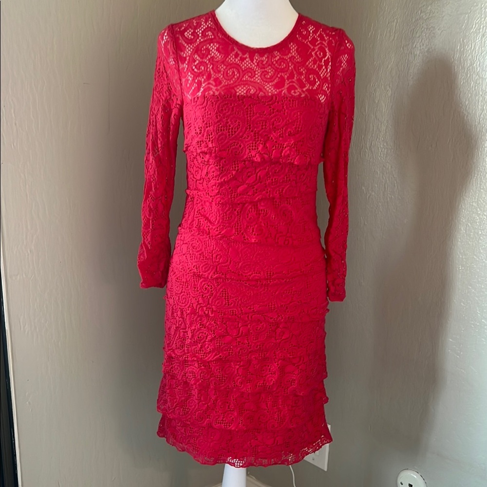 Elegant Hot Pink Lace Dress
